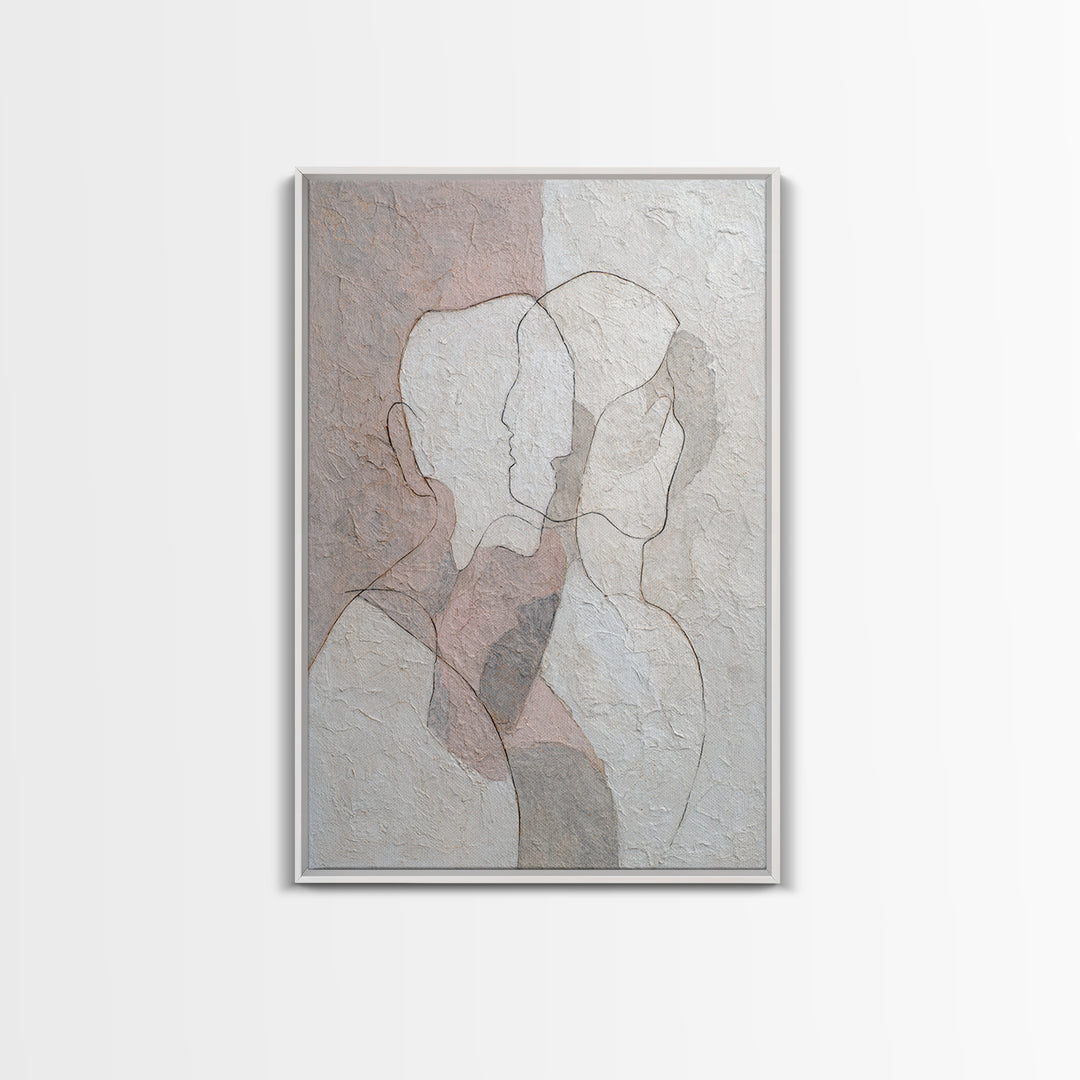 Minimal Two Figure Line Drawing Canvas Print, Above Bed Art, Boho Wall Decor, Bedroom Decor, Fine Art, Serenity, Fine Art Print, ABA-2x3-16