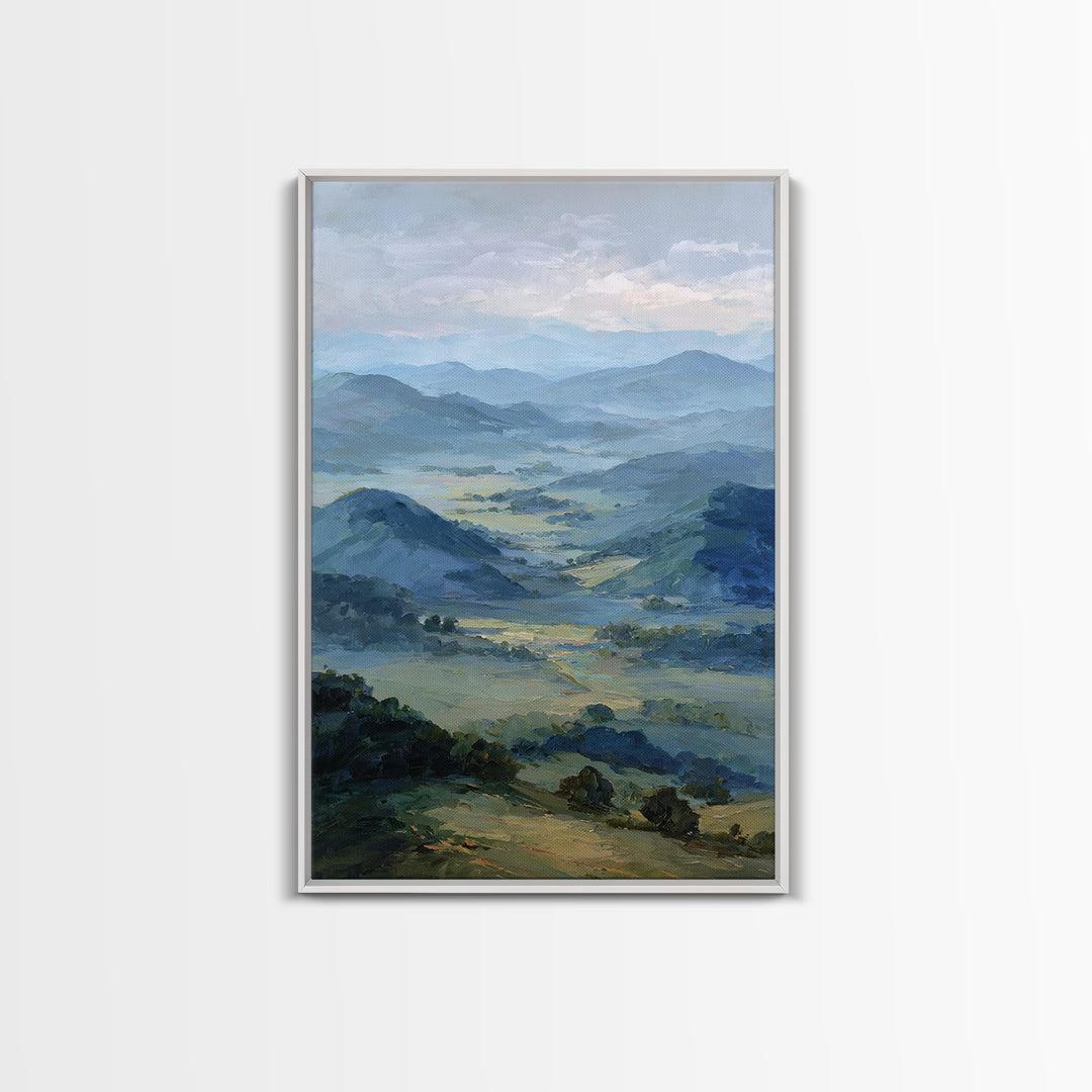 Soft Romantic Landscape Framed Canvas Print, Above Bed Art, Wall Art, Bedroom Decor, Oil Painting, Serenity, Digital Print, ABA-2x3-25