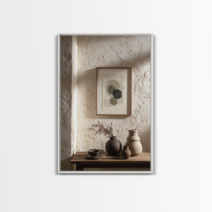Japandi Ink Shapes Framed Canvas Print, Above Bed Art, Statement Artwork, Bedroom Decor, Fine Art, Serenity, Printable Wall Art, ABA-2x3-26
