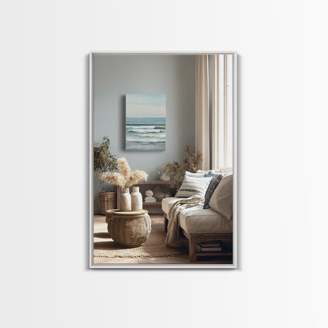 Serene Ocean Tide Seen from Above Canvas Print, Above Bed Art, Wall Decor, Bedroom Decor, Fine Art, Serenity, Apartment Decor, ABA-2x3-29