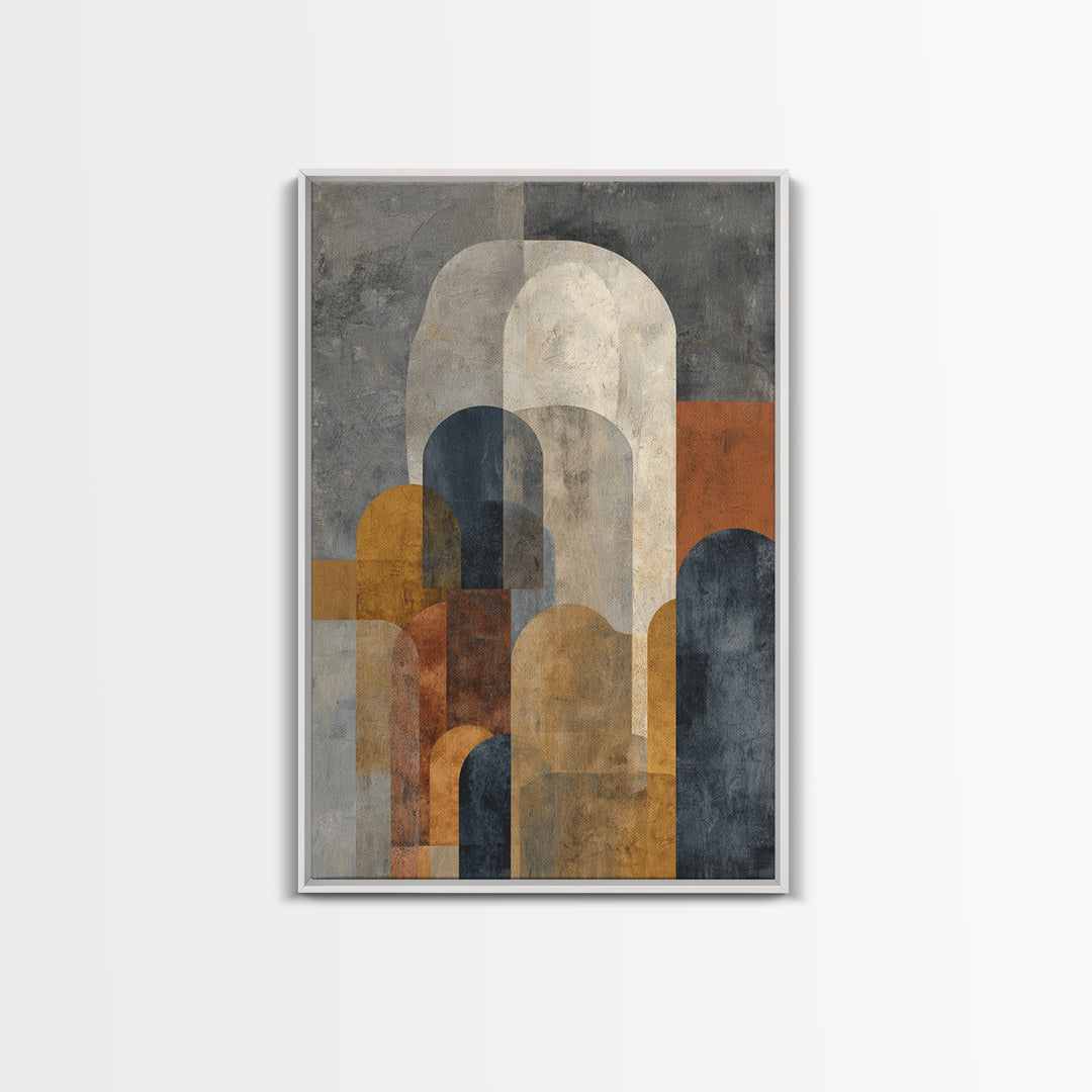 Neutral Abstract Arches Framed Canvas Print, Above Bed Art, Sage Green Wall Art, Bedroom Decor, Abstract Art, Serenity, ABA-2x3-36