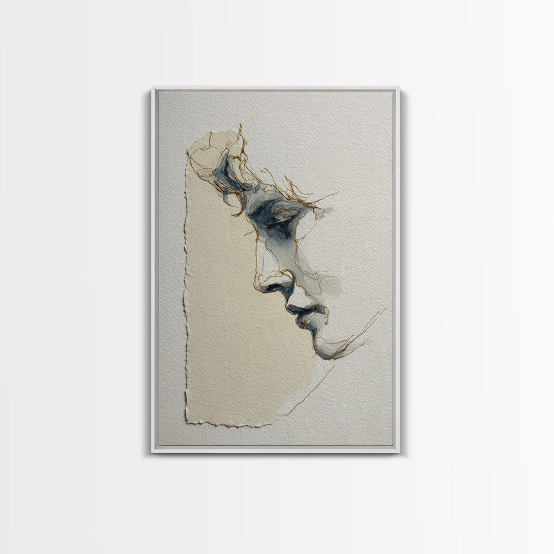 Minimal Two Figure Line Drawing Canvas Print, Above Bed Art, Modern Decor, Bedroom Decor, Fine Art, Serenity, Digital Prints, ABA-2x3-40