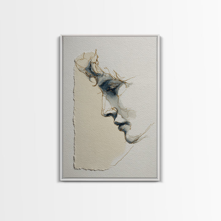 Minimal Two Figure Line Drawing Canvas Print, Above Bed Art, Modern Decor, Bedroom Decor, Fine Art, Serenity, Digital Prints, ABA-2x3-40