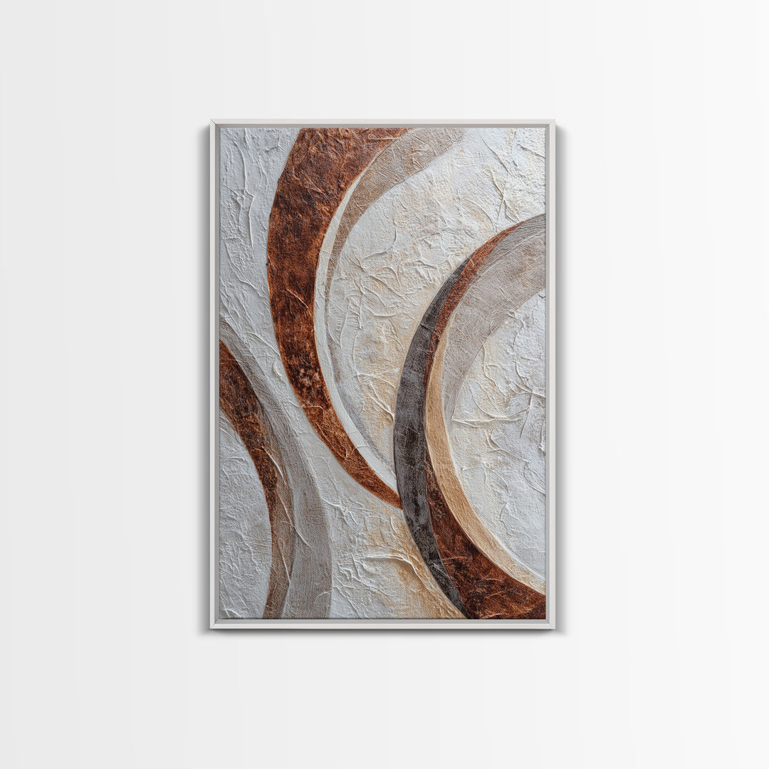 Warm Taupe Abstract Waves Framed Canvas Print, Above Bed Art, Wall Art, Bedroom Decor, Fine Art, Serenity, Digital Print, ABA-2x3-47
