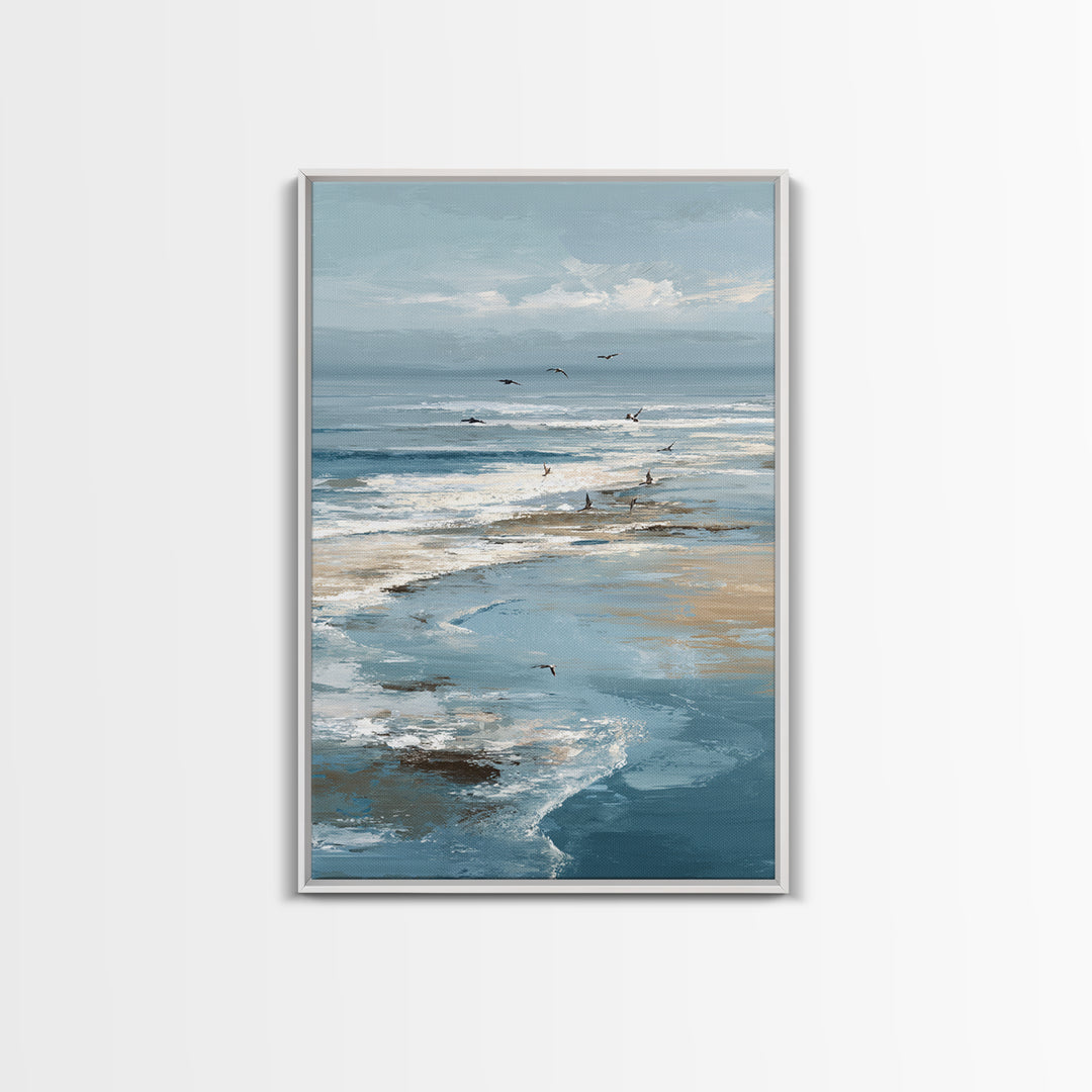 Serene Ocean Tide Seen from Above Canvas Print, Above Bed Art, Wall Decor, Bedroom Decor, Fine Art, Serenity, Apartment Decor, ABA-2x3-5