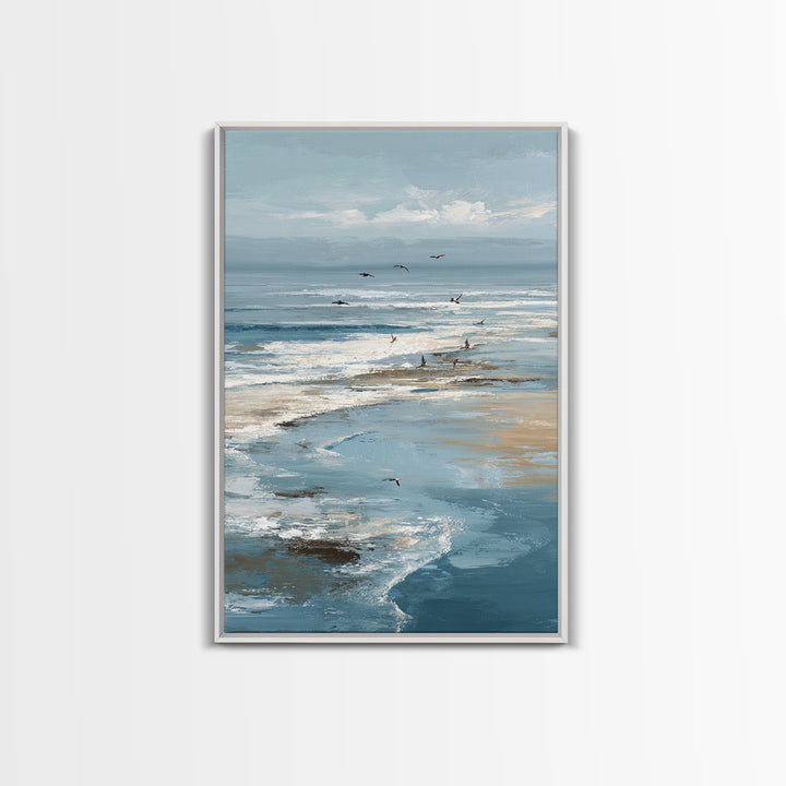 Serene Ocean Tide Seen from Above Canvas Print, Above Bed Art, Wall Decor, Bedroom Decor, Fine Art, Serenity, Apartment Decor, ABA-2x3-5