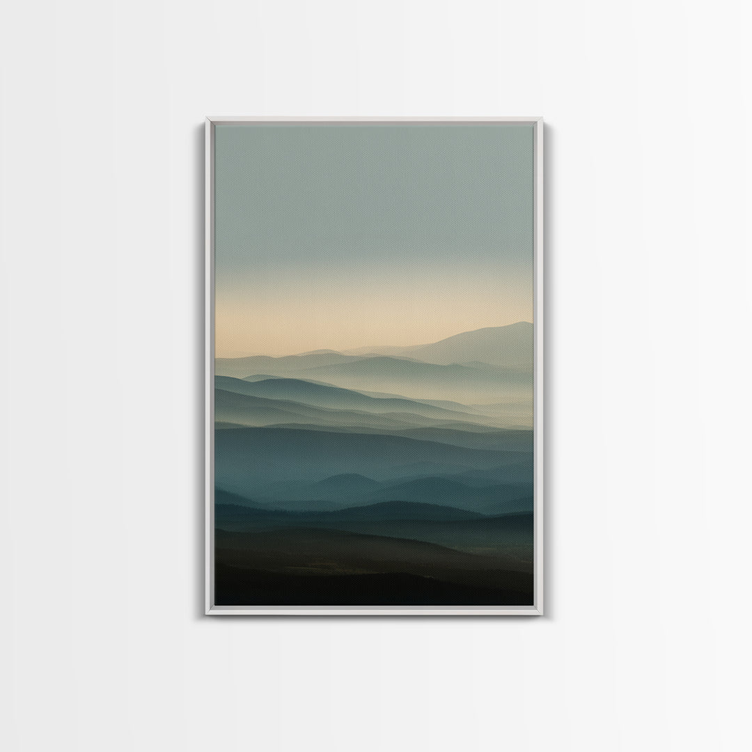 Soft Alpine Horizon Framed Canvas Print, Above Bed Art, Gallery Decor, Bedroom Decor, Fine Art, Serenity, Wall Art, Wall Decor, ABA-2x3-56