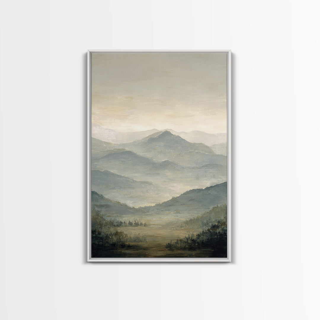 Panoramic Misty Mountain Landscape Canvas Print, Above Bed Art, Apartment Decor, Bedroom Decor, Serenity, Photography Prints, ABA-2x3-57