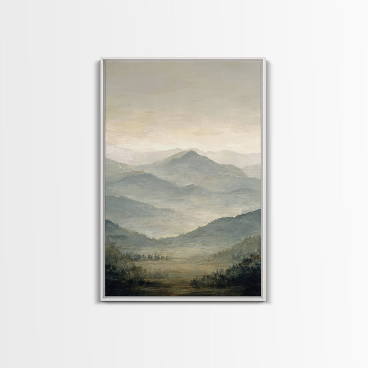 Panoramic Misty Mountain Landscape Canvas Print, Above Bed Art, Apartment Decor, Bedroom Decor, Serenity, Photography Prints, ABA-2x3-57