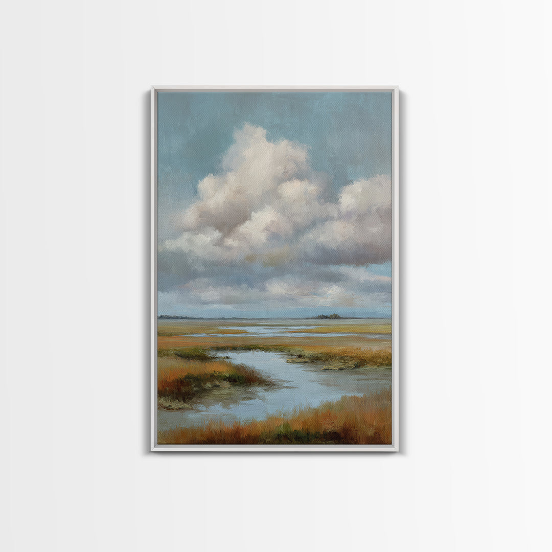 Tranquil Cloudscape with Blush Undertones Canvas Print, Above Bed Art, Original Art, Bedroom Decor, Fine Art, Serenity, ABA-2x3-61