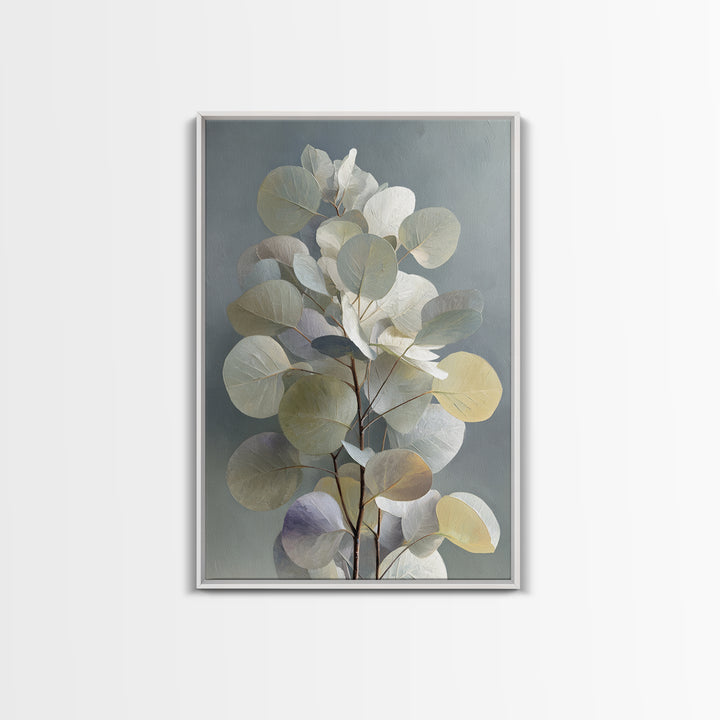 Soft Eucalyptus Branches Arranged Symmetrically Canvas Print, Above Bed Art, Mid Century Modern, Bedroom Decor, Serenity, ABA-2x3-62