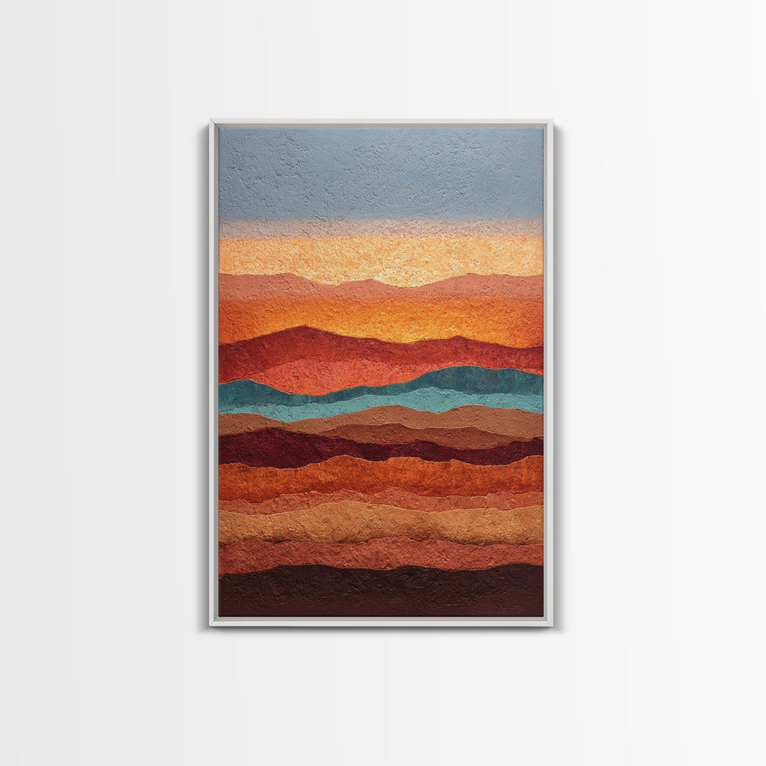 Dreamy Desert Sunset Framed Canvas Print, Above Bed Art, Printable Wall Art, Bedroom Decor, Watercolor Art, Serenity, ABA-2x3-63