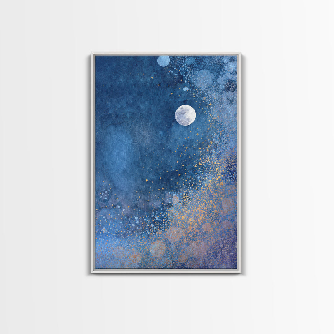 Subtle Celestial Scene Framed Canvas Print, Above Bed Art, Bedroom Decor, Fine Art, Serenity, Boho Decor, Western Decor, ABA-2x3-69