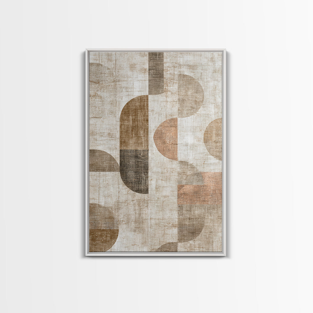 Warm Taupe Abstract Waves Canvas Print, Above Bed Art, Mid Century Modern, Bedroom Decor, Serenity, Horizontal Wall Art, ABA-2x3-71