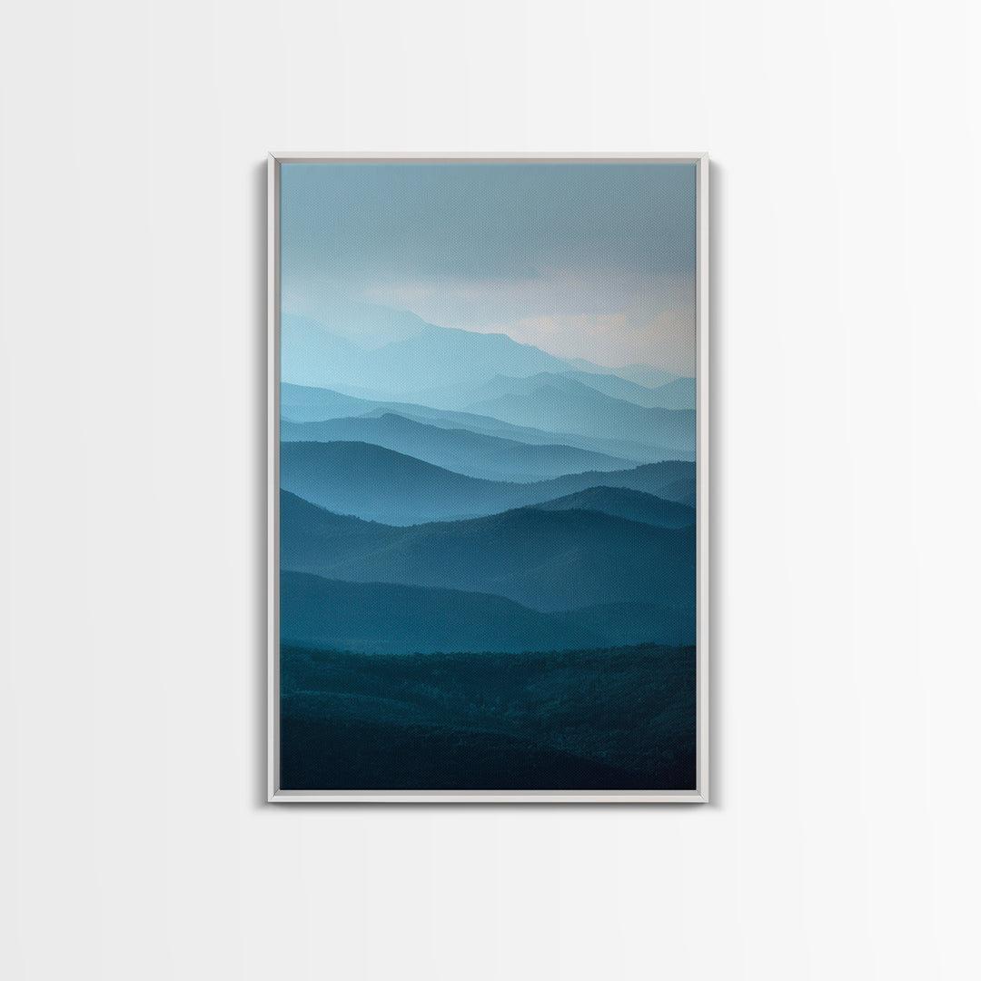 Soft Alpine Horizon Framed Canvas Print, Above Bed Art, Japanese Wall Art, Bedroom Decor, Fine Art, Serenity, Neutral Decor, ABA-2x3-8