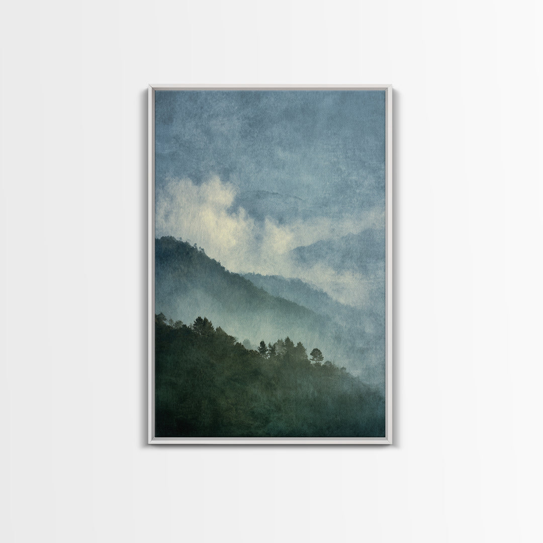 Soft Alpine Horizon Framed Canvas Print, Above Bed Art, Contemporary Art, Bedroom Decor, Fine Art, Serenity, Textured Wall Art, ABA-2x3-80