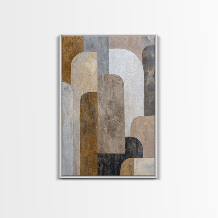 Neutral Abstract Arches Framed Canvas Print, Above Bed Art, Boho Decor, Bedroom Decor, Abstract Art, Serenity, ABA-2x3-84