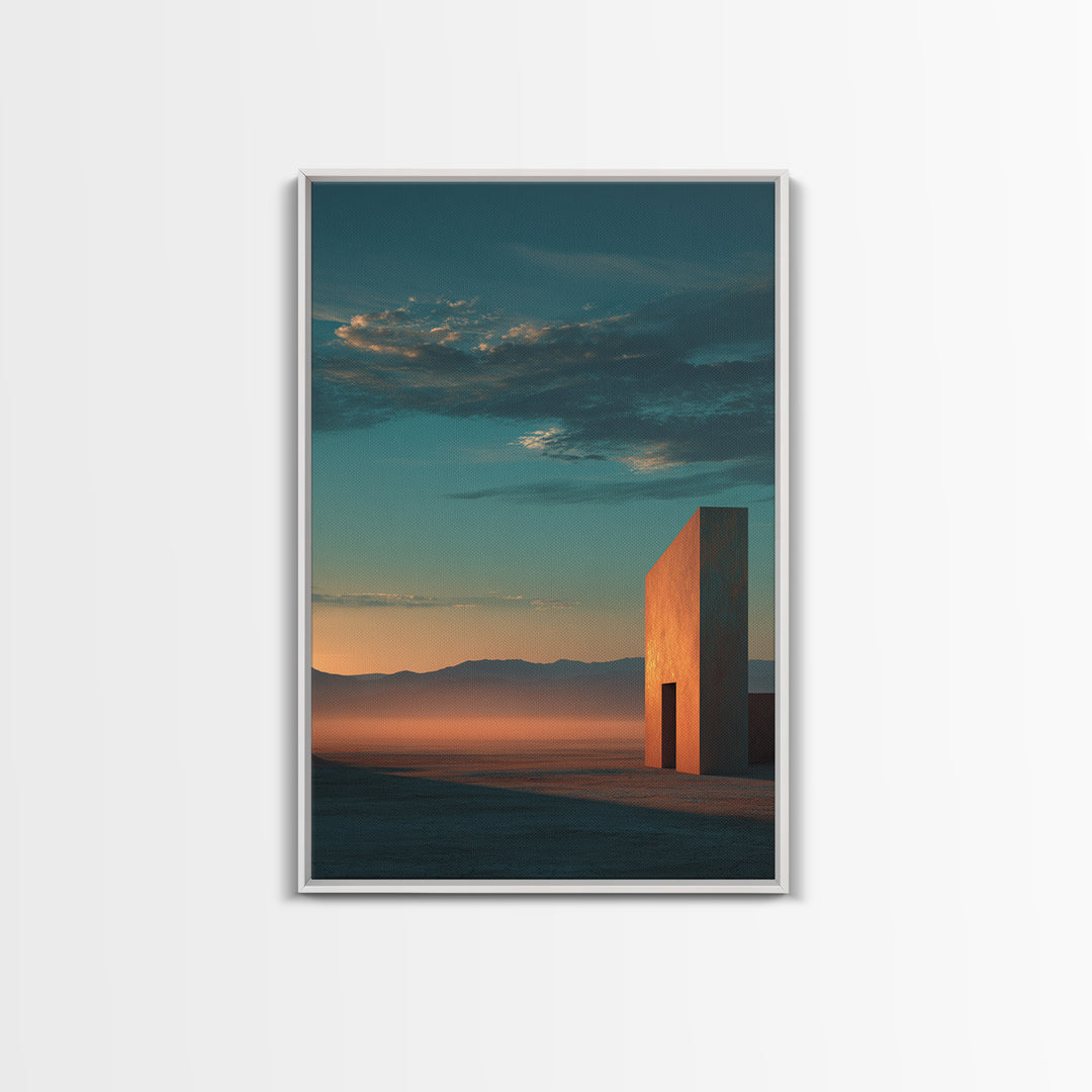Dreamy Desert Sunset Framed Canvas Print, Above Bed Art, Living Room Decor, Bedroom Decor, Oil Painting, Serenity 487, ABA-2x3-87