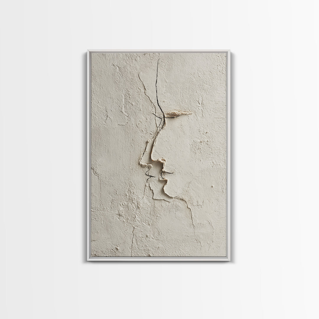 Minimal Two Figure Line Drawing Framed Canvas Print, Above Bed Art, Dorm Decor, Bedroom Decor, Serenity, Dopamine Decor, ABA-2x3-88