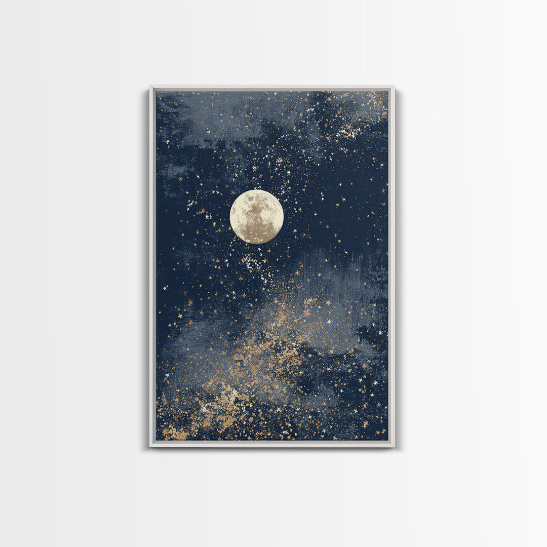 Subtle Celestial Scene Framed Canvas Print, Above Bed Art, Bedroom Decor, Fine Art, Serenity, Boho Decor, Western Decor, ABA-2x3-93