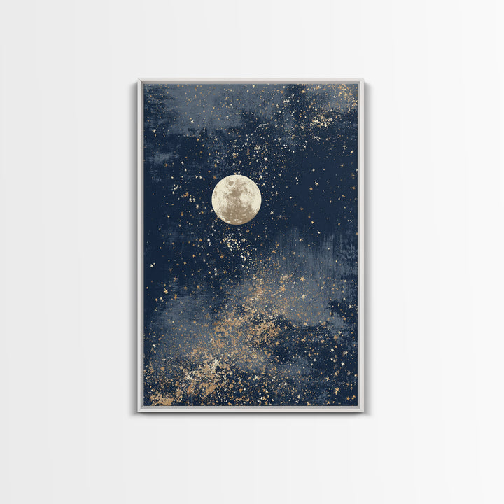 Subtle Celestial Scene Framed Canvas Print, Above Bed Art, Bedroom Decor, Fine Art, Serenity, Boho Decor, Western Decor, ABA-2x3-93