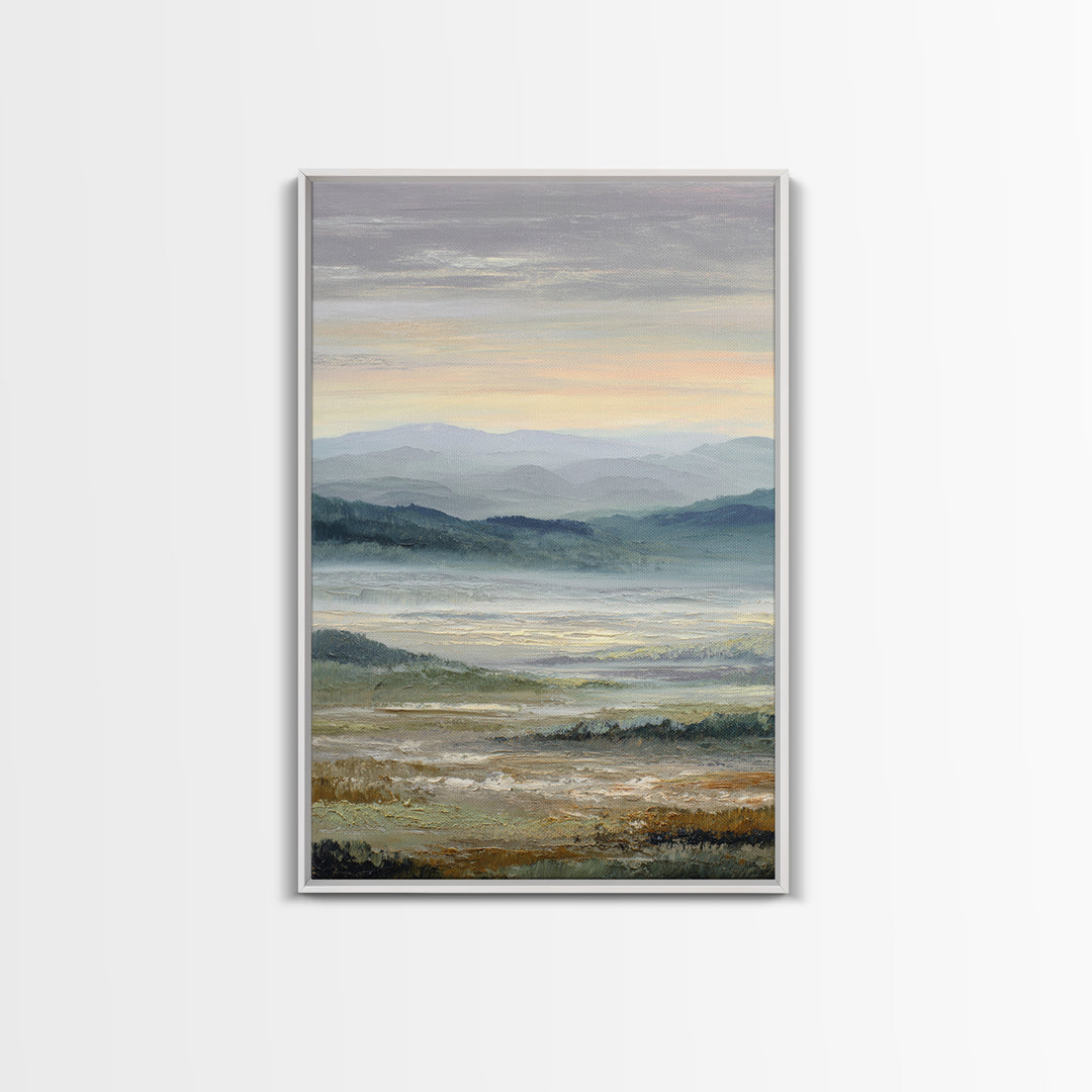 Soft Romantic Landscape Framed Canvas Print, Above Bed Art, Textured Wall Art, Bedroom Decor, Fine Art, Serenity, Western Decor, ABA-2x3-97