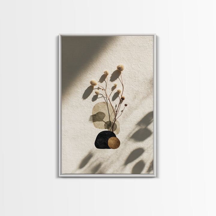 Japandi Ink Shapes Framed Canvas Print, Above Bed Art, Digital Art, Bedroom Decor, Abstract Art, Serenity, Living Room Decor, ABA-2x3-98