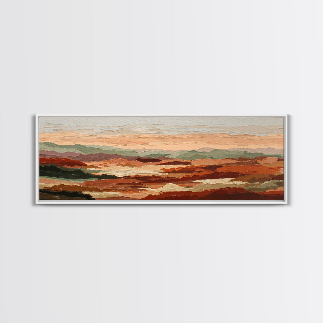 Dreamy Desert Sunset Framed Canvas Print, Above Bed Art, Statement Artwork, Bedroom Decor, Fine Art, Serenity, ABA-3x1-23