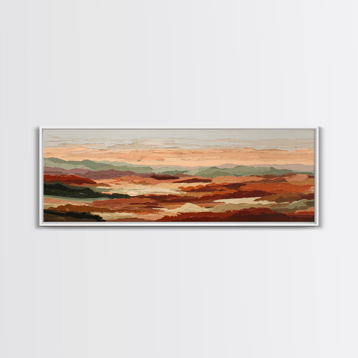 Dreamy Desert Sunset Framed Canvas Print, Above Bed Art, Statement Artwork, Bedroom Decor, Fine Art, Serenity, ABA-3x1-23