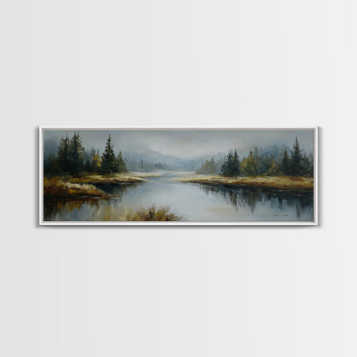 Calming Lake Reflection Canvas Print, Above Bed Art, Home Decor, Bedroom Decor, Fine Art, Serenity, Contemporary Art, ABA-3x1-3