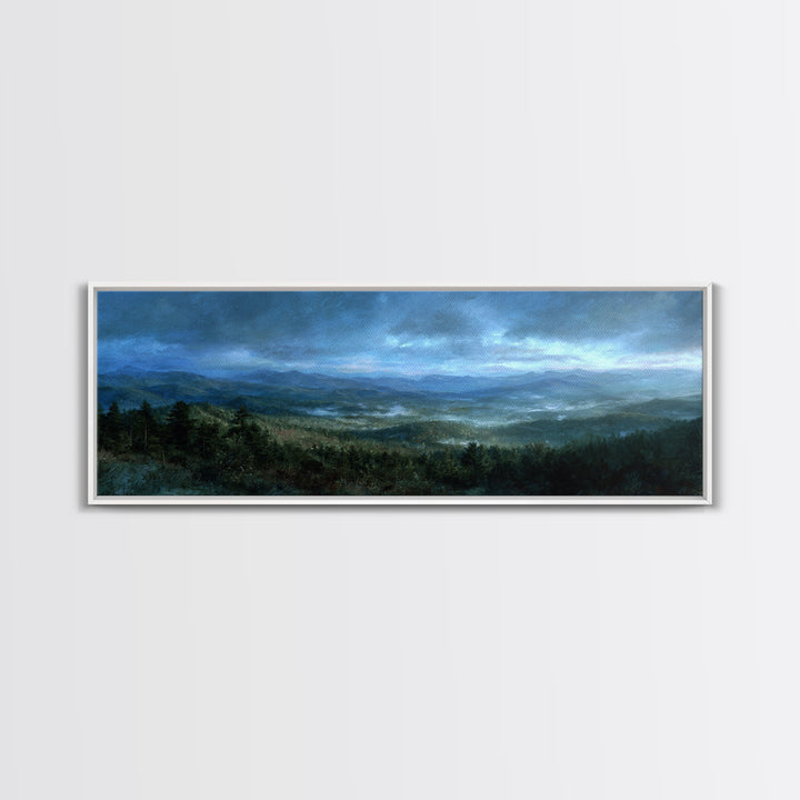 Quiet Forest Ridge Softened by Fog Canvas Print, Above Bed Art, Wall Art, Bedroom Decor, Fine Art, Serenity, Digital Print, ABA-3x1-30