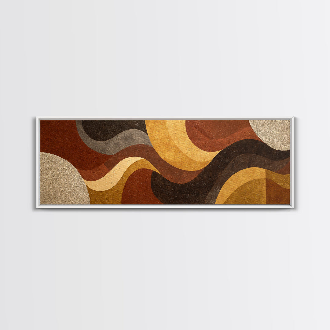Warm Taupe Abstract Waves Canvas Print, Above Bed Art, Luxury Decor, Bedroom Decor, Fine Art, Serenity, Mid Century Modern, ABA-3x1-31