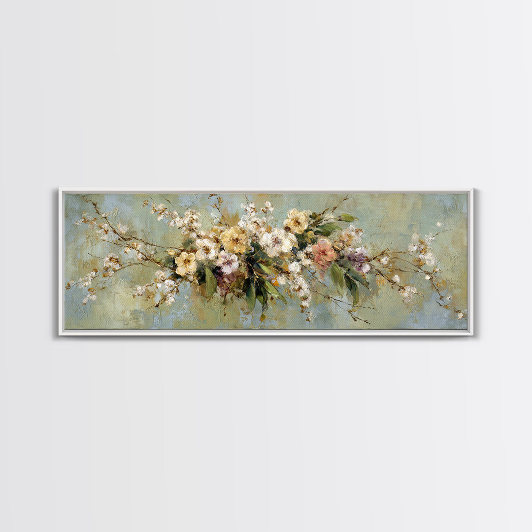 Soft Eucalyptus Branches Arranged Symmetrically Canvas Print, Above Bed Art, Living Room Decor, Bedroom Decor, Serenity, ABA-3x1-46