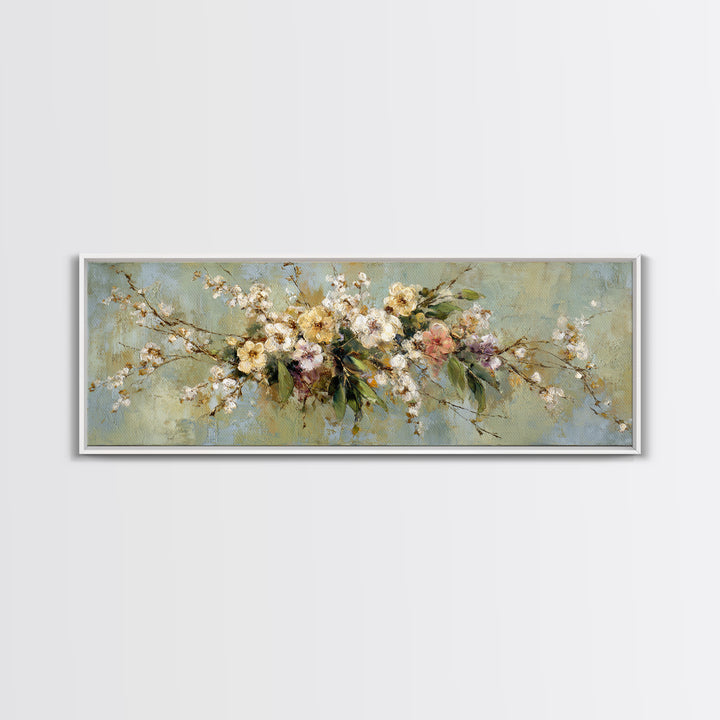 Soft Eucalyptus Branches Arranged Symmetrically Canvas Print, Above Bed Art, Living Room Decor, Bedroom Decor, Serenity, ABA-3x1-46