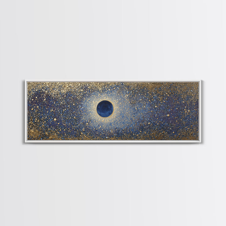 Subtle Celestial Scene Framed Canvas Print, Above Bed Art, Japanese Wall Art, Bedroom Decor, Fine Art, Serenity, Neutral Decor, ABA-3x1-53