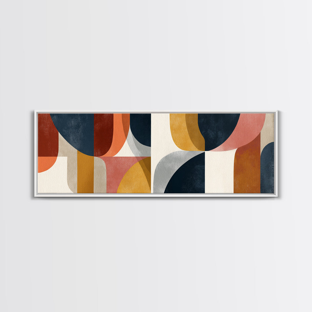 Abstract Sunrise Geometry Framed Canvas Print, Above Bed Art, Statement Artwork, Bedroom Decor, Fine Art, Serenity, ABA-3x1-60