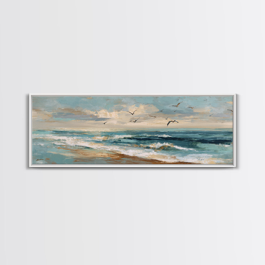 Serene Ocean Tide Seen from Above Canvas Print, Above Bed Art, Boho Wall Decor, Bedroom Decor, Serenity, Fine Art Print, ABA-3x1-61