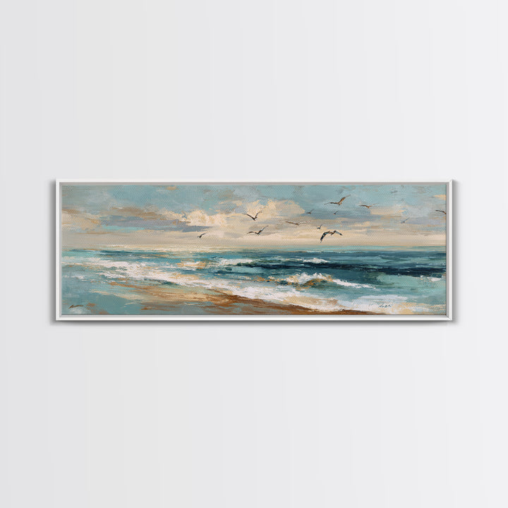 Serene Ocean Tide Seen from Above Canvas Print, Above Bed Art, Boho Wall Decor, Bedroom Decor, Serenity, Fine Art Print, ABA-3x1-61