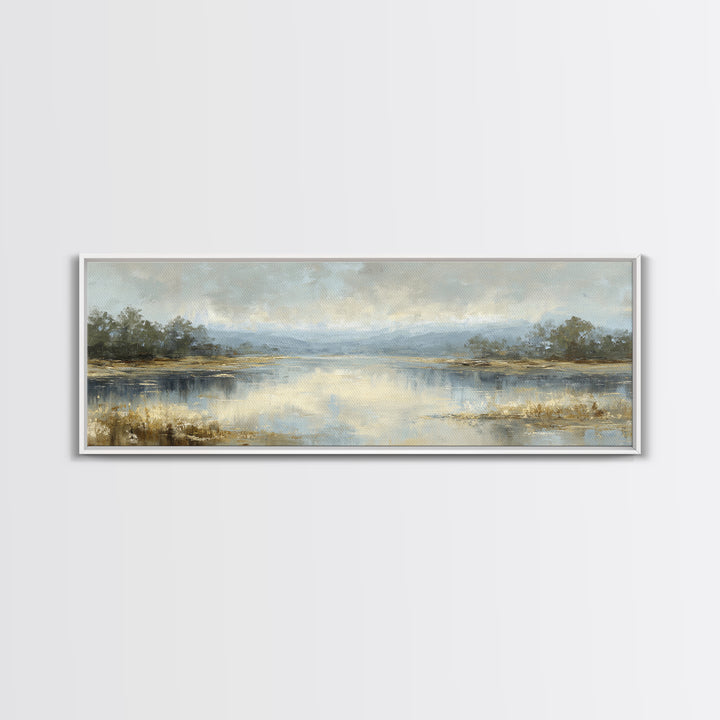 Calming Lake Reflection Canvas Print, Above Bed Art, Canvas Wall Art, Bedroom Decor, Fine Art, Serenity, Boho Wall Decor, ABA-3x1-75