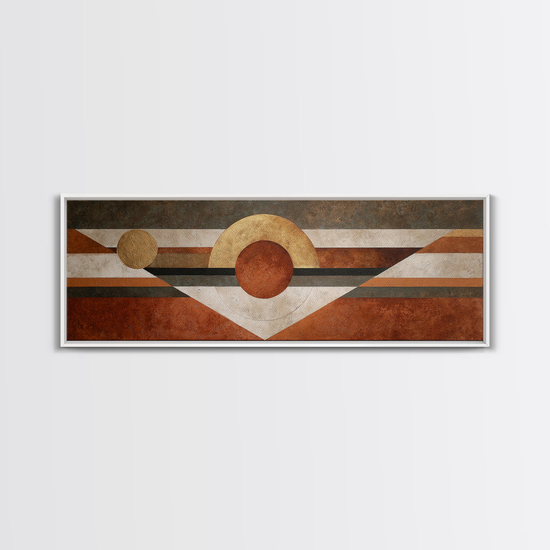 Abstract Sunrise Geometry Framed Canvas Print, Above Bed Art, Digital Art, Bedroom Decor, Abstract Art, Serenity, ABA-3x1-84