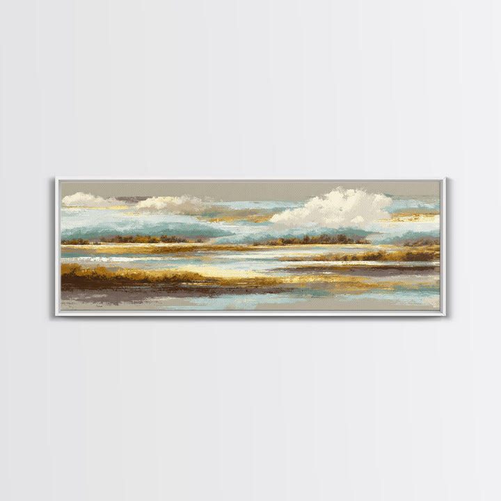 Soft Alpine Horizon Canvas Print, Above Bed Art, Minimalist Decor, Bedroom Decor, Fine Art, Serenity, Textured Wall Art, ABA-3x1-88