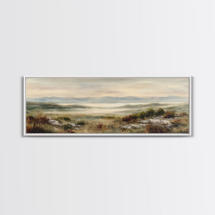 Soft Romantic Landscape Framed Canvas Print, Above Bed Art, Canvas Wall Art, Bedroom Decor, Fine Art, Serenity, Boho Wall Decor, ABA-3x1-9