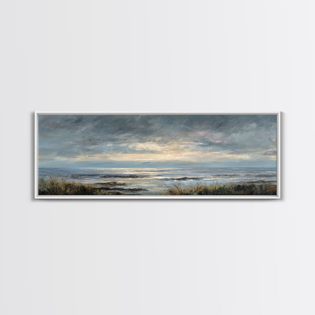 Tranquil Cloudscape with Blush Undertones Canvas Print, Above Bed Art, Above Bed Decor, Bedroom Decor, Fine Art, Serenity, ABA-3x1-93