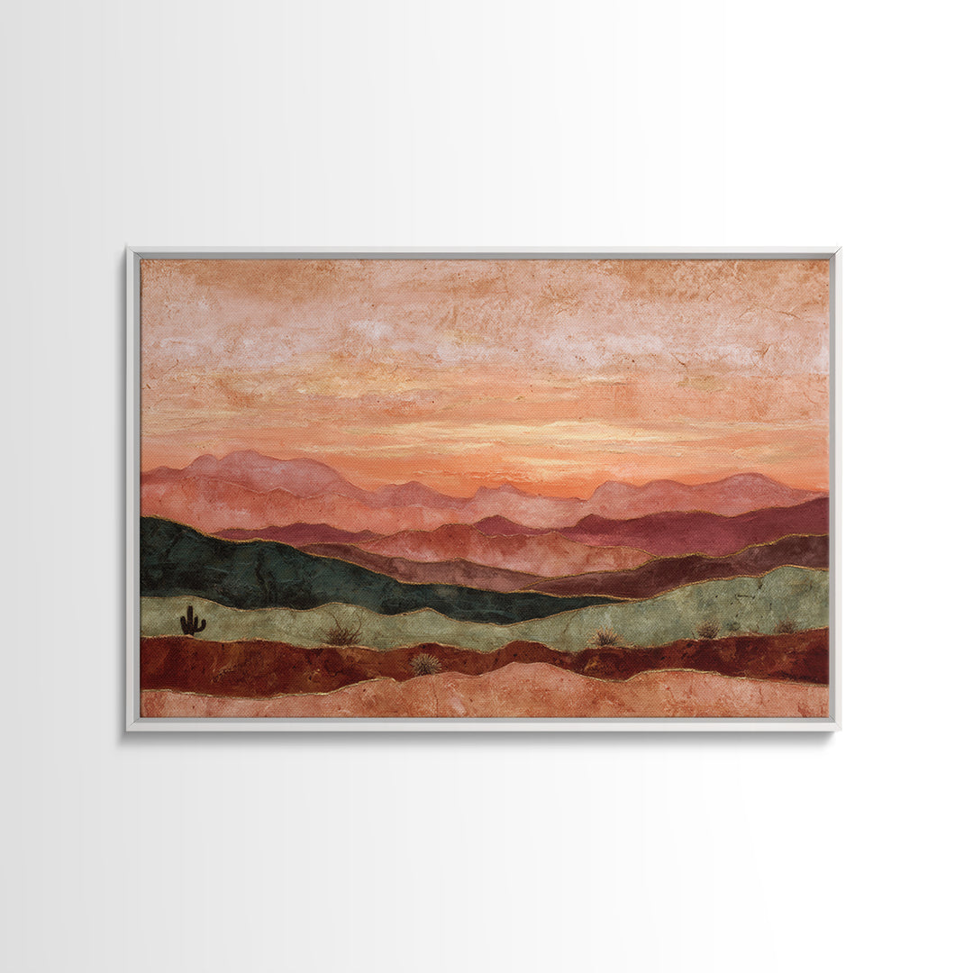 Dreamy Desert Sunset Canvas Print, Above Bed Art, Sage Green Wall Art, Bedroom Decor, Fine Art, Serenity, Modern Decor, ABA-3x2-11