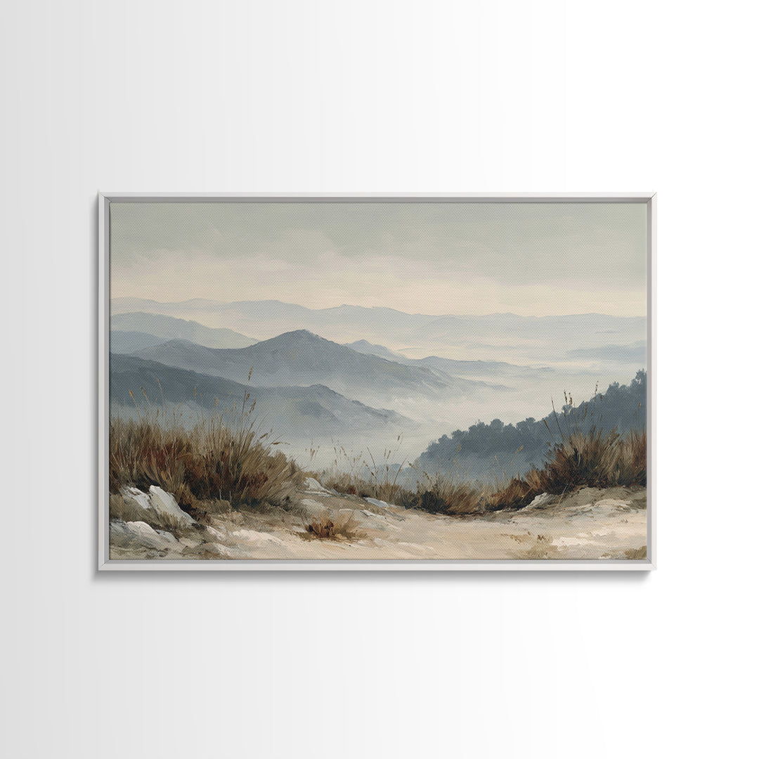 Panoramic Misty Mountain Landscape Canvas Print, Above Bed Art, Living Room Wall Art, Bedroom Decor, Fine Art, Serenity, ABA-3x2-29