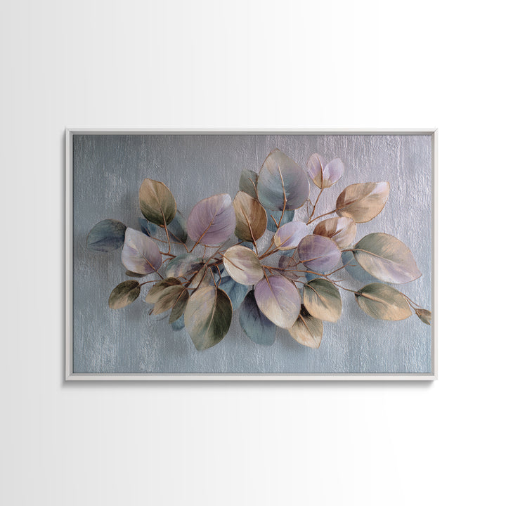 Soft Eucalyptus Branches Arranged Symmetrically Canvas Print, Above Bed Art, Boho Wall Art, Bedroom Decor, Watercolor Art, ABA-3x2-34