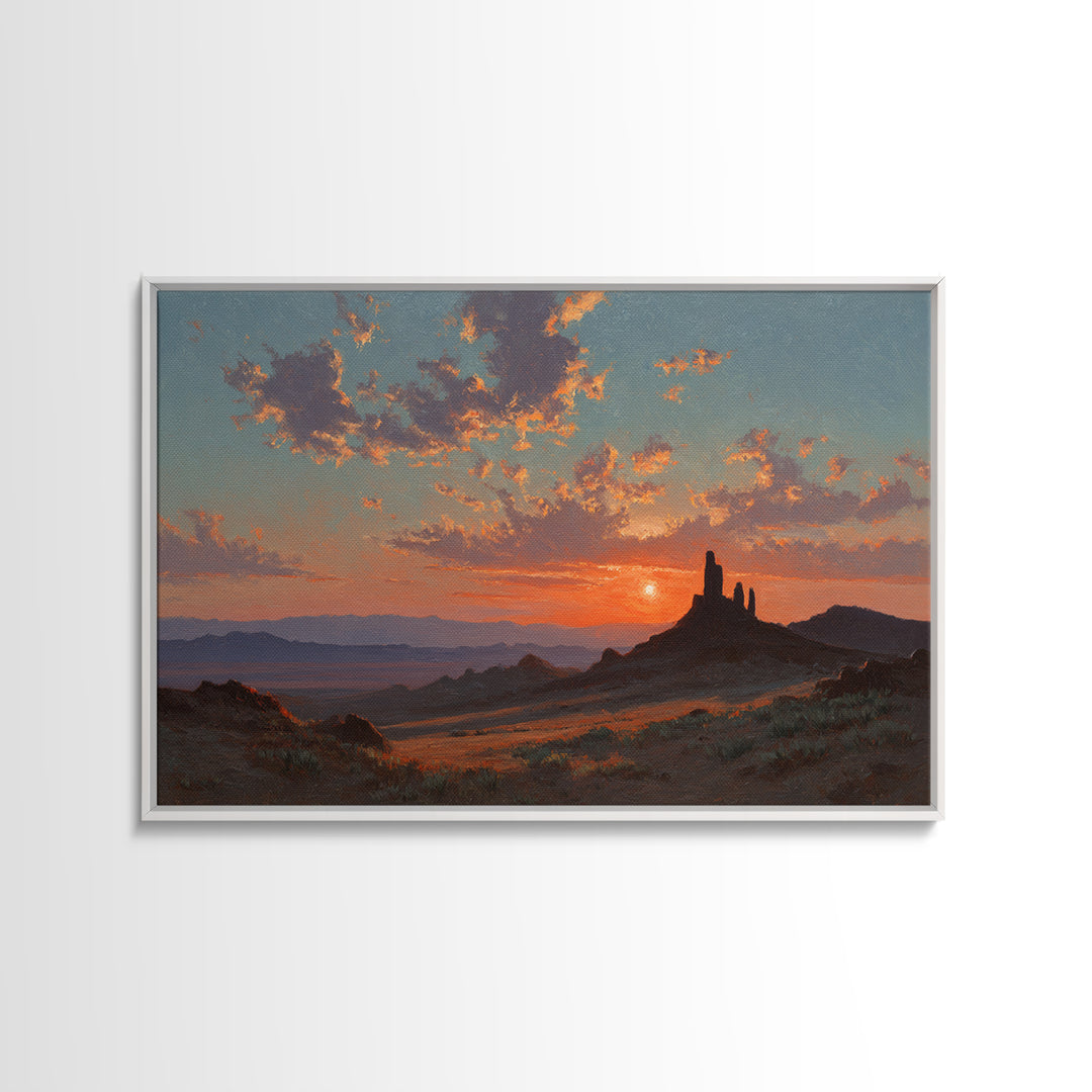 Dreamy Desert Sunset Framed Canvas Print, Above Bed Art, Bedroom Wall Art, Bedroom Decor, Fine Art, Serenity, Textured Painting, ABA-3x2-35