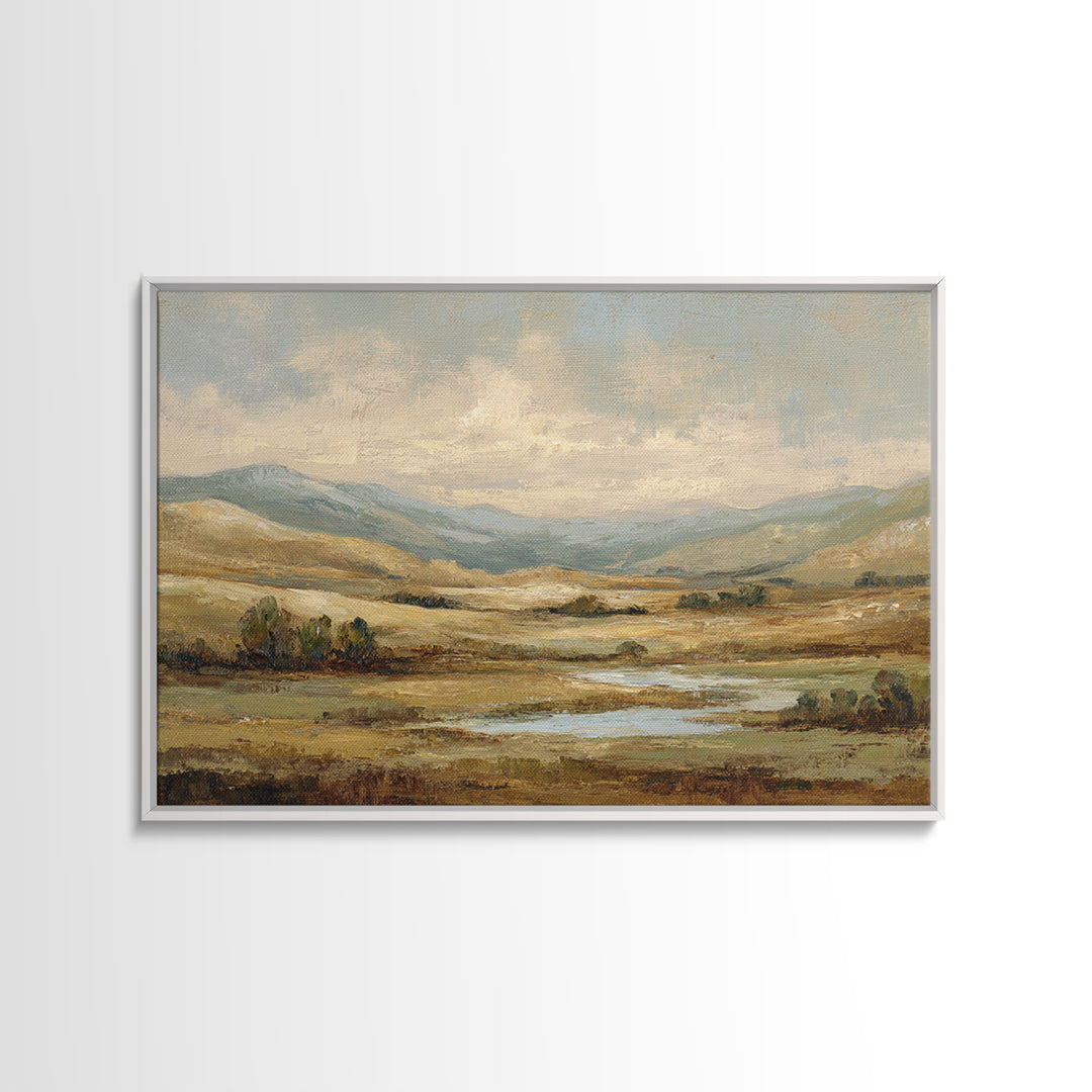 Soft Romantic Landscape Framed Canvas Print, Above Bed Art, Boho Decor, Bedroom Decor, Fine Art, Serenity, Statement Artwork, ABA-3x2-45