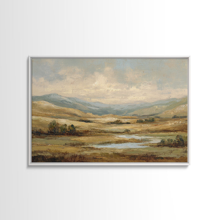 Soft Romantic Landscape Framed Canvas Print, Above Bed Art, Boho Decor, Bedroom Decor, Fine Art, Serenity, Statement Artwork, ABA-3x2-45