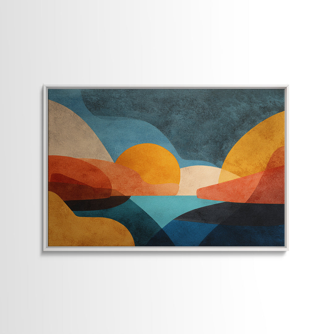 Abstract Sunrise Geometry Canvas Print, Above Bed Art, Sage Green Wall Art, Bedroom Decor, Fine Art, Serenity, Modern Decor, ABA-3x2-48